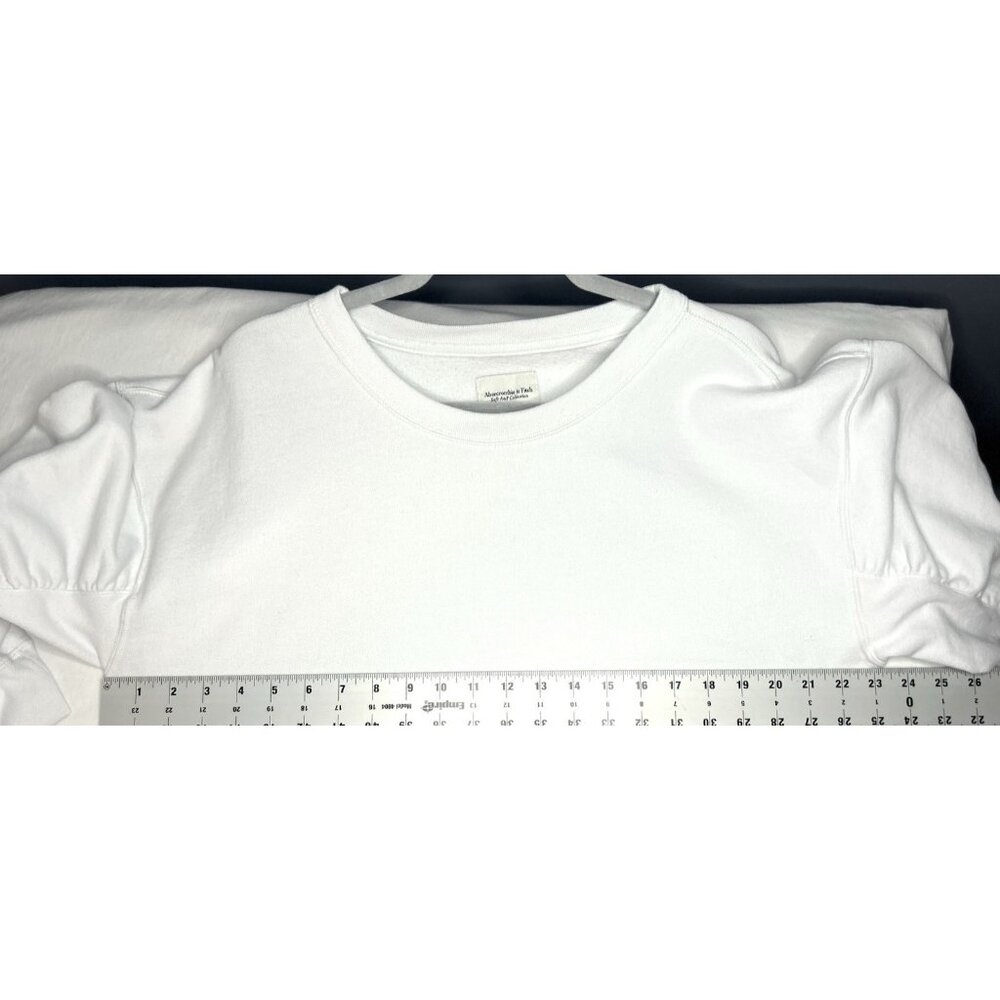 Abercrombie & Fitch Soft AF Sweatshirt Women’s XL Scrunch Puff Sleeve White - Picture 3 of 10